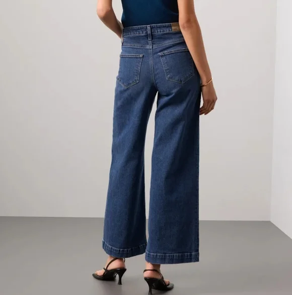 Paige Wide Leg Harper Jeans Womens Size 32 Dark Wash - Picture 3 of 12